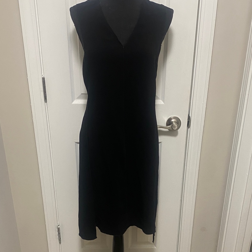 Rag & Bone Black Midi Asymmetrical Sleeveless Dress | V- Neck